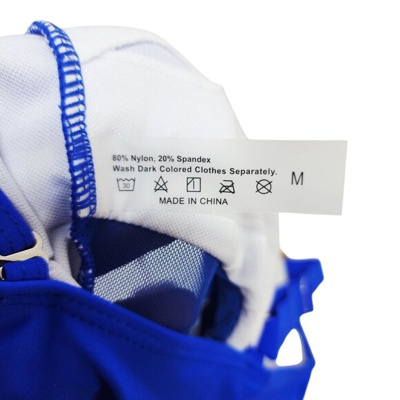 Womens One-Shoulder Blue Swimsuit Mesh Cutouts Adjustable Straps Size M - Picture 2 of 4